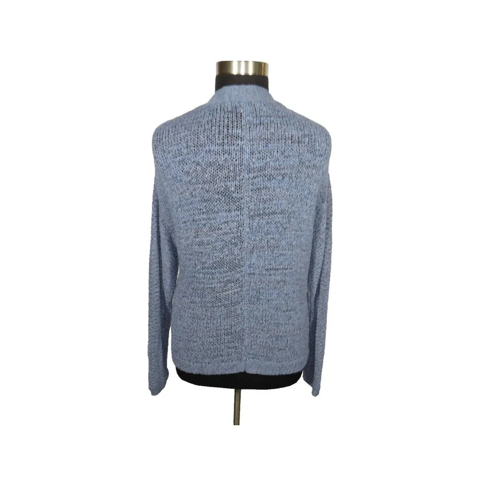 Sejour Women's Blue Button Up V Neck Lightweight Sweater Knit Cardigan Plus 1X - Picture 8 of 9